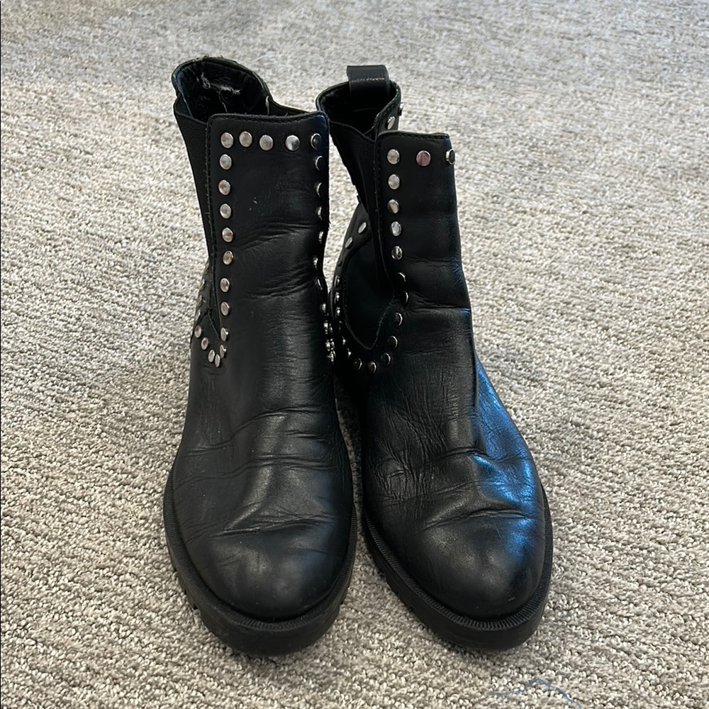 Dolce Vita Black Combat Boots with Silver Studs